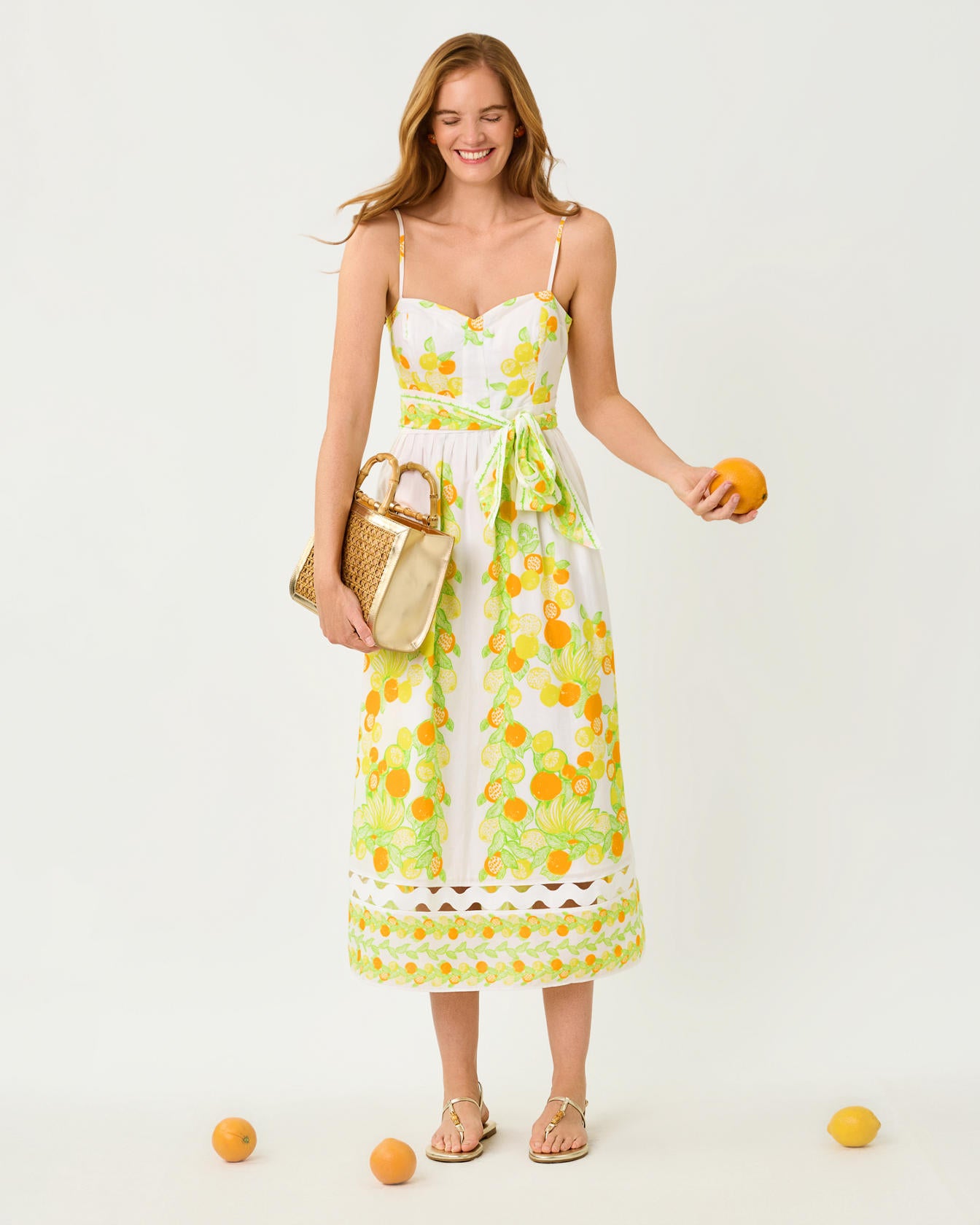 Katina Midi Dress In Zesty Engineered Woven Dress