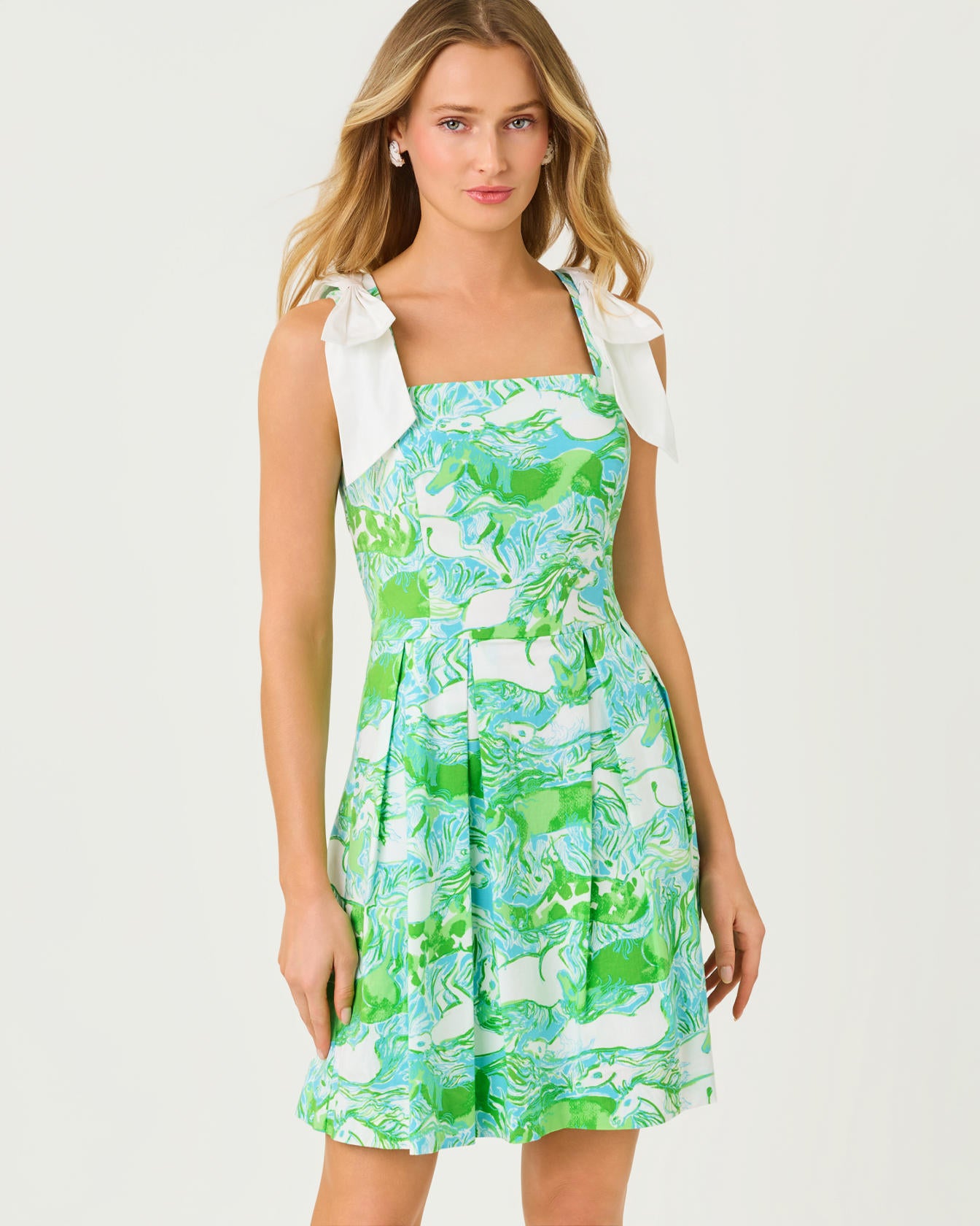 Cerese Skirted Romper Capri Blue Galloping Gals