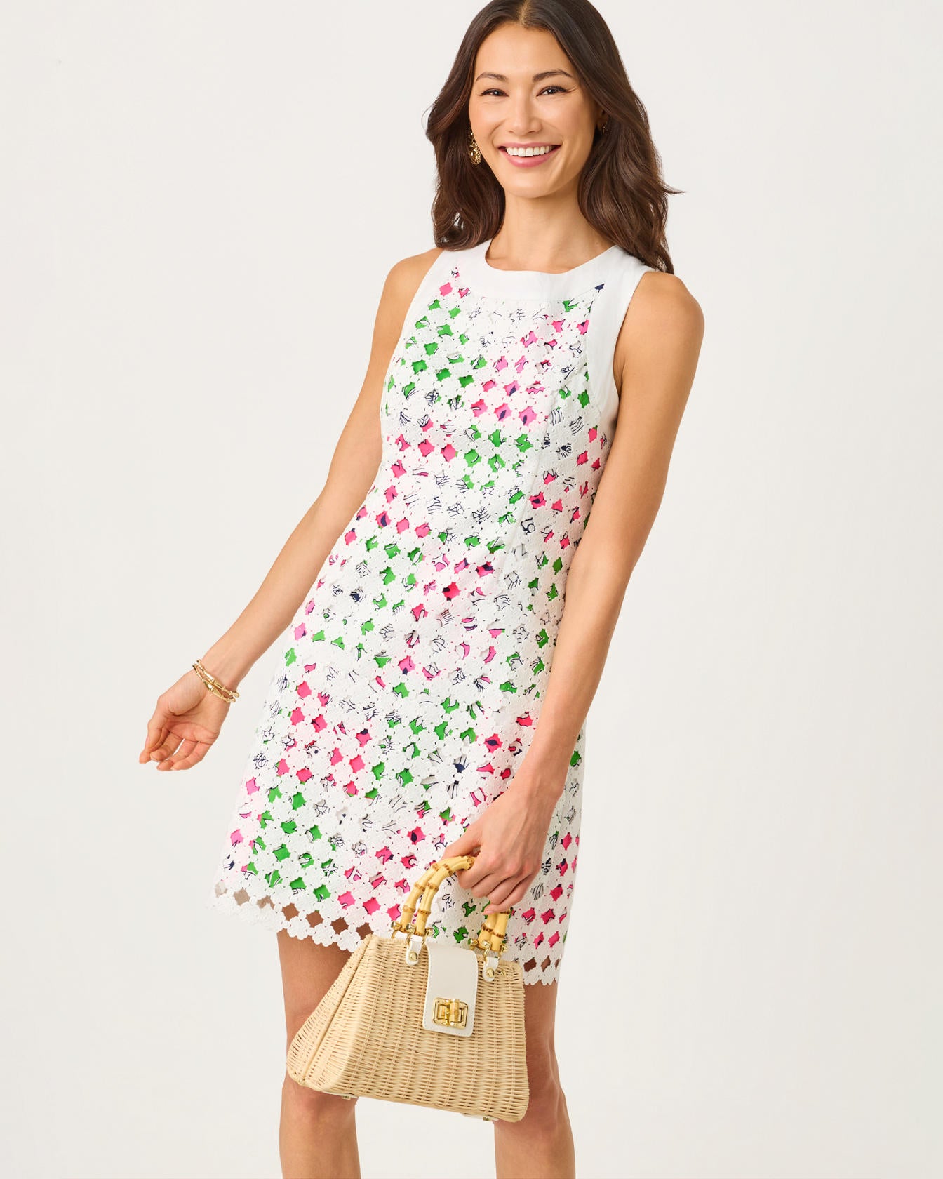 Lydon Lace Shift Dress Cherry Blossom Pink Chicken Check