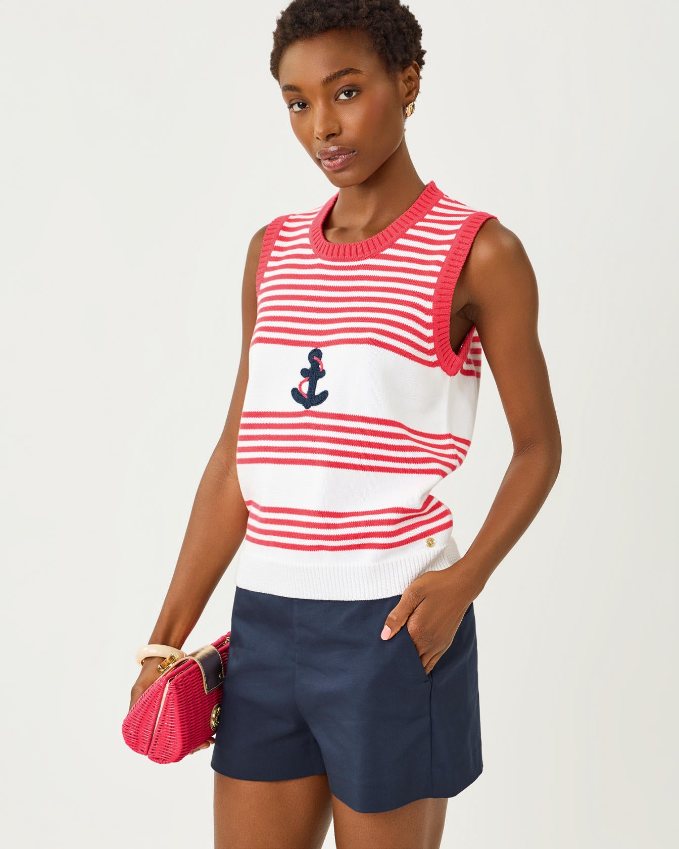 Breelan Sweater Shell In Nautical Embroidery