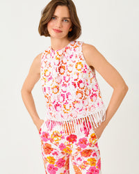 Annaleese Sleeveless Crop Top In Pansy Fansy