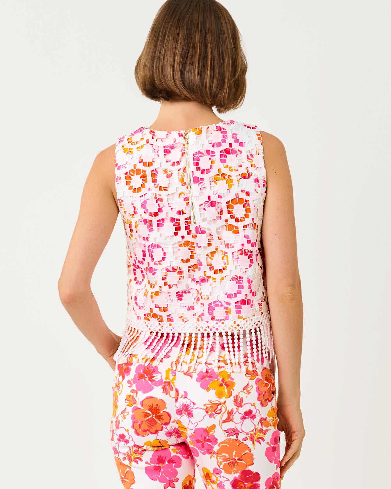 Annaleese Sleeveless Crop Top In Pansy Fansy