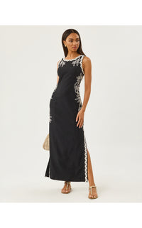 MESSINA MAXI SHIFT DRESS IN NOIR