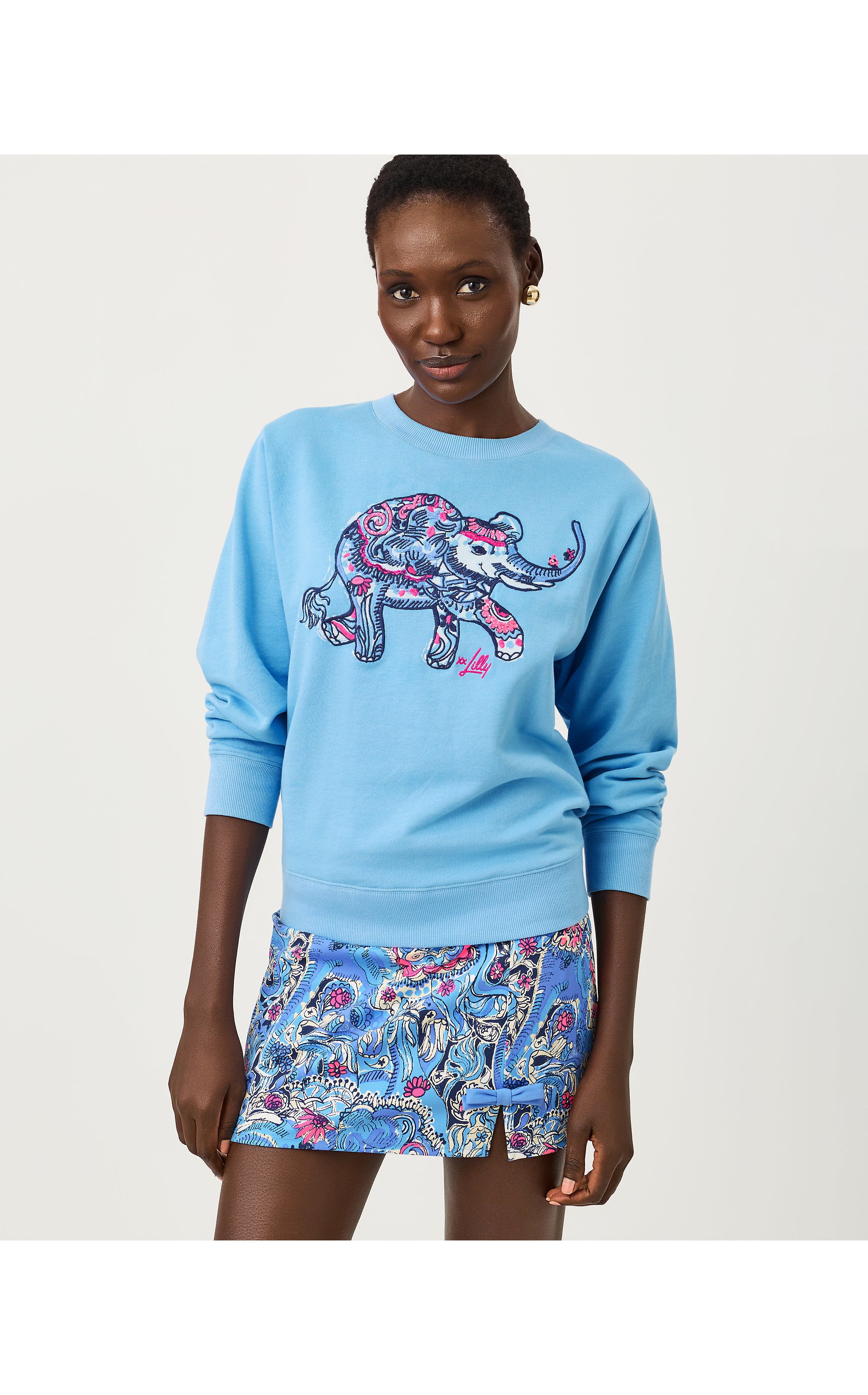 BALLAD LONG SLEEVE SWEATSHIRT IN PAISLEY PARADE EMBELLISHMENT
