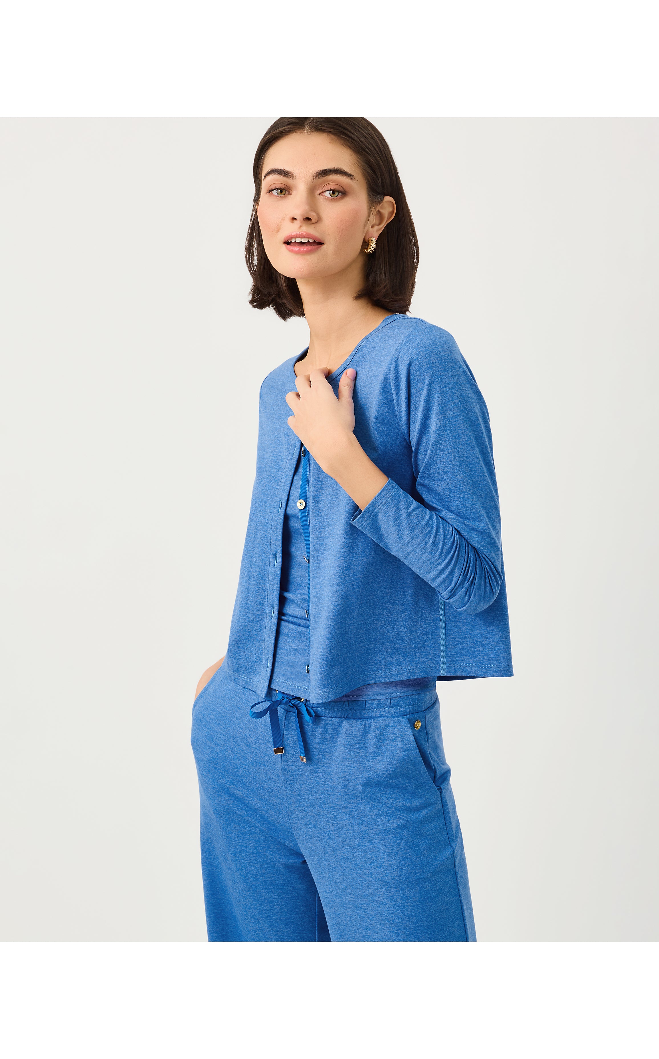 KAI CARDIGAN UPF 50+ IN HEATHERED MERRIWEATHER BLUE