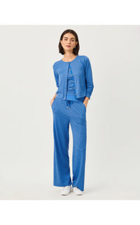 CALLIE WIDE LEG PANT UPF 50+ IN HEATHERED MERRIWEATHER BLUE