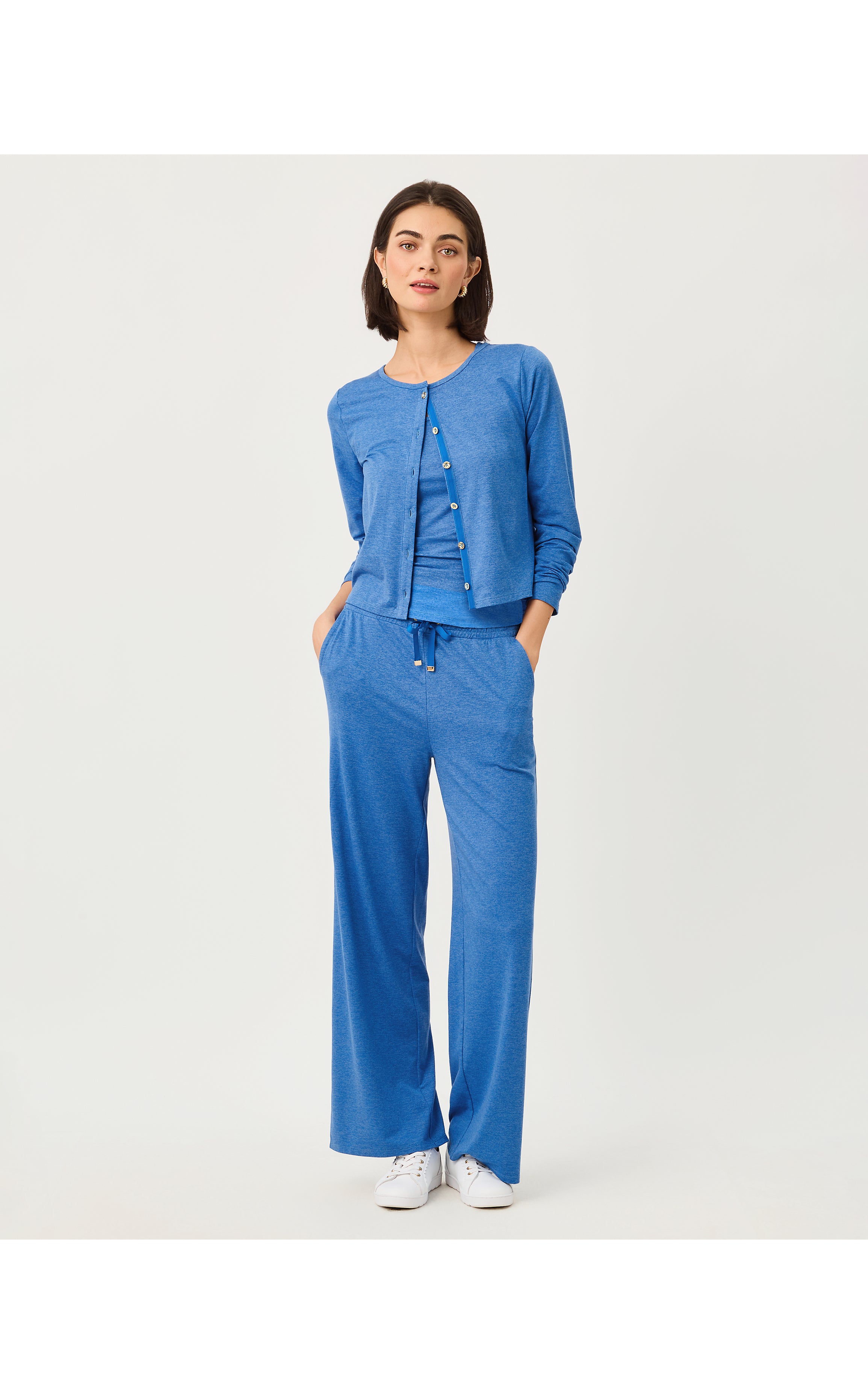 CALLIE WIDE LEG PANT UPF 50+ IN HEATHERED MERRIWEATHER BLUE