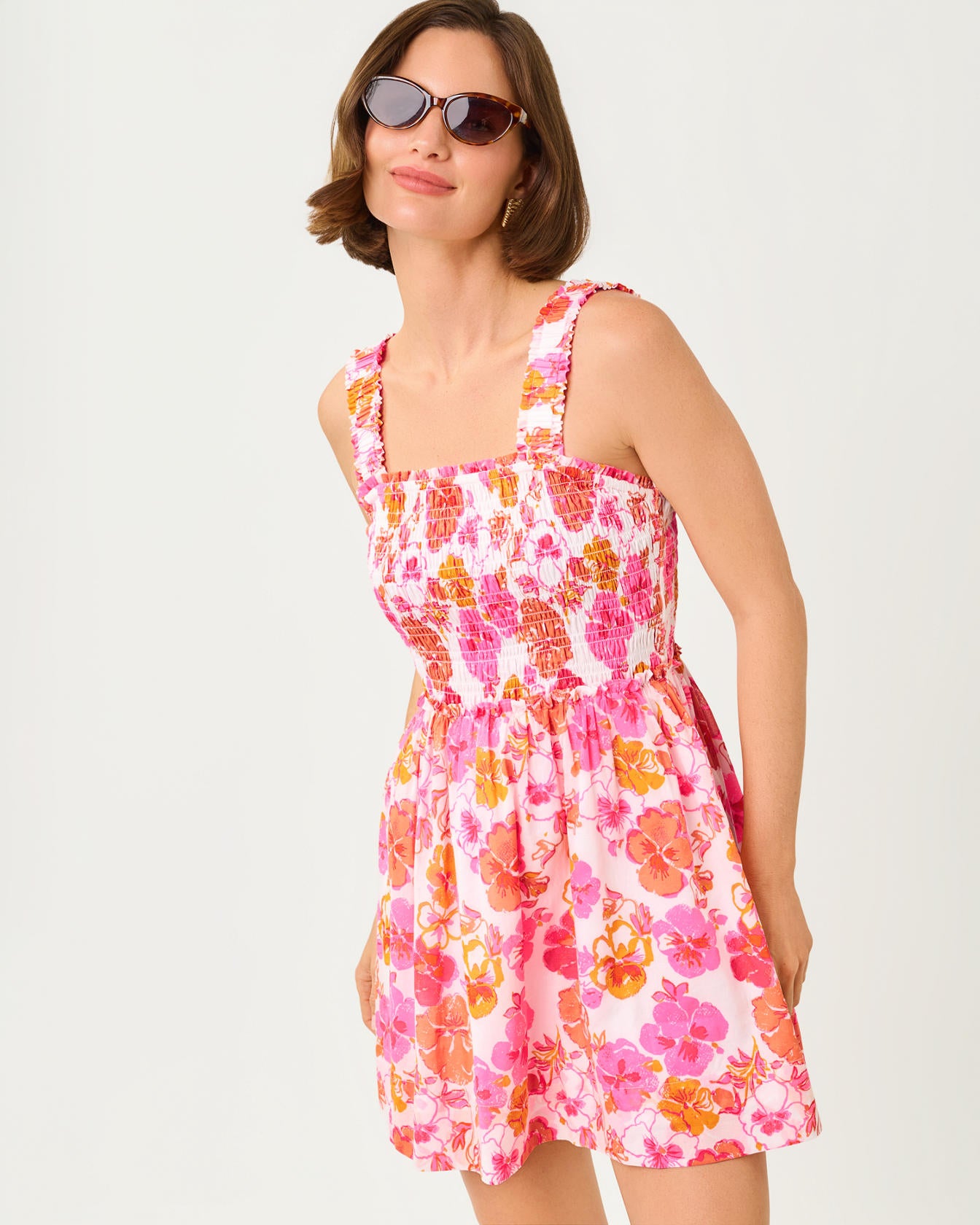 Hadly Skirted Romper In Pansy Fansy