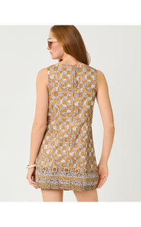 Oriana Shift Romper In Lil Cheetah Checks Engineered Romper