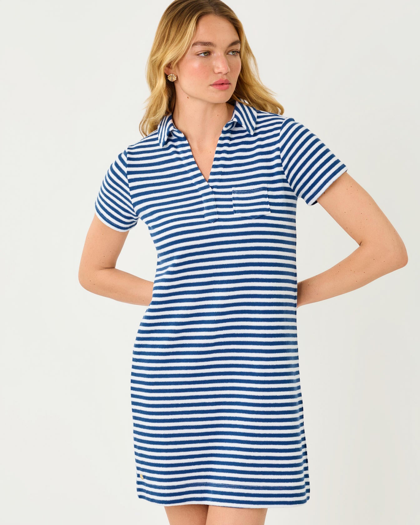 Dune Short Sleeve Dress In St Tropez Stripe