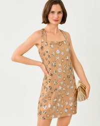 Tamala Dress In Sparkler Embellished Linen Blend
