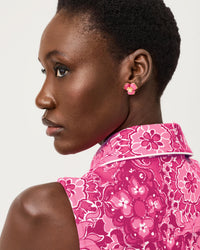 CAMOUFLAGE CATWALK EARRING IN PINK ASTER