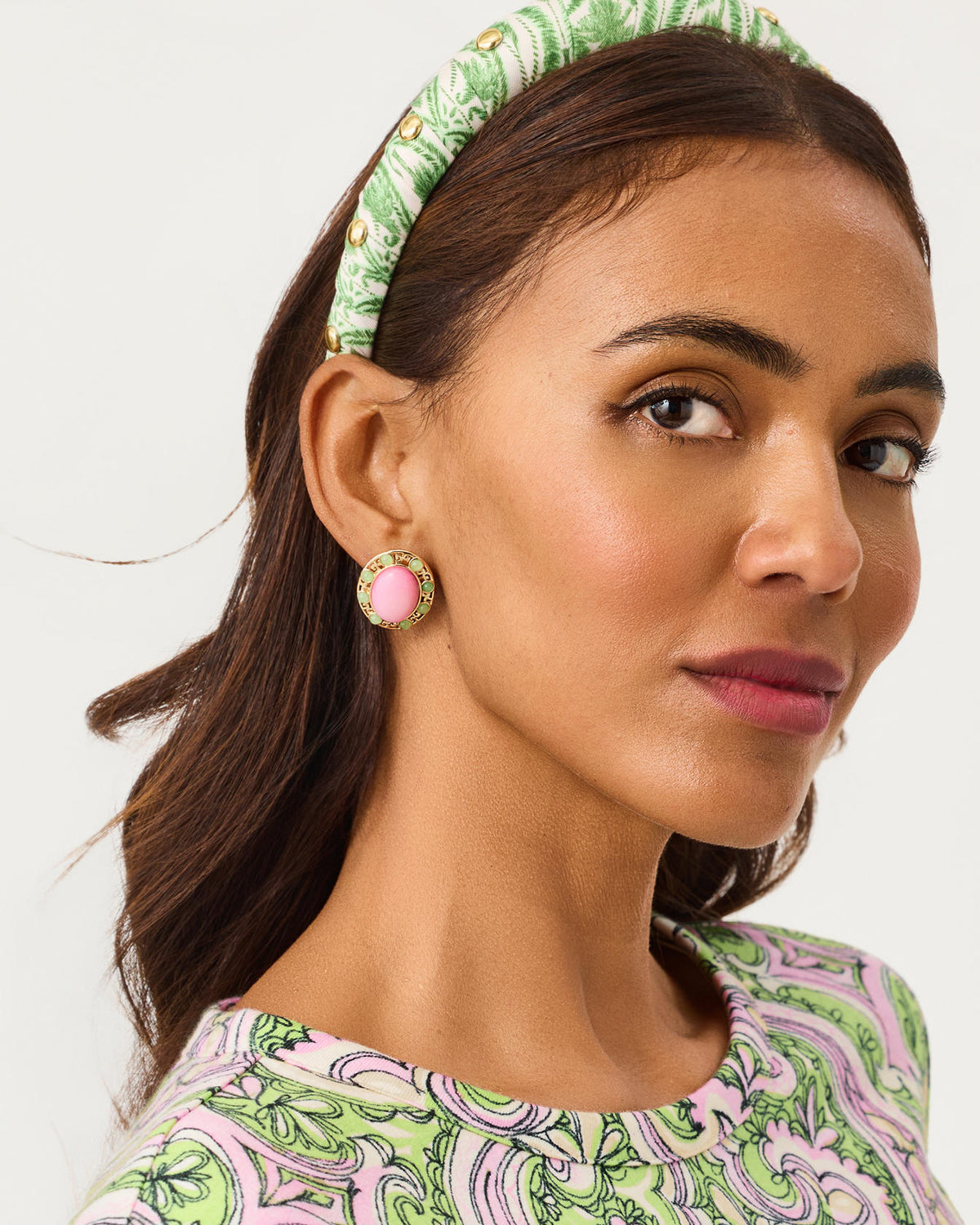 VIA PALM EARRINGS IN OLEANDER PINK