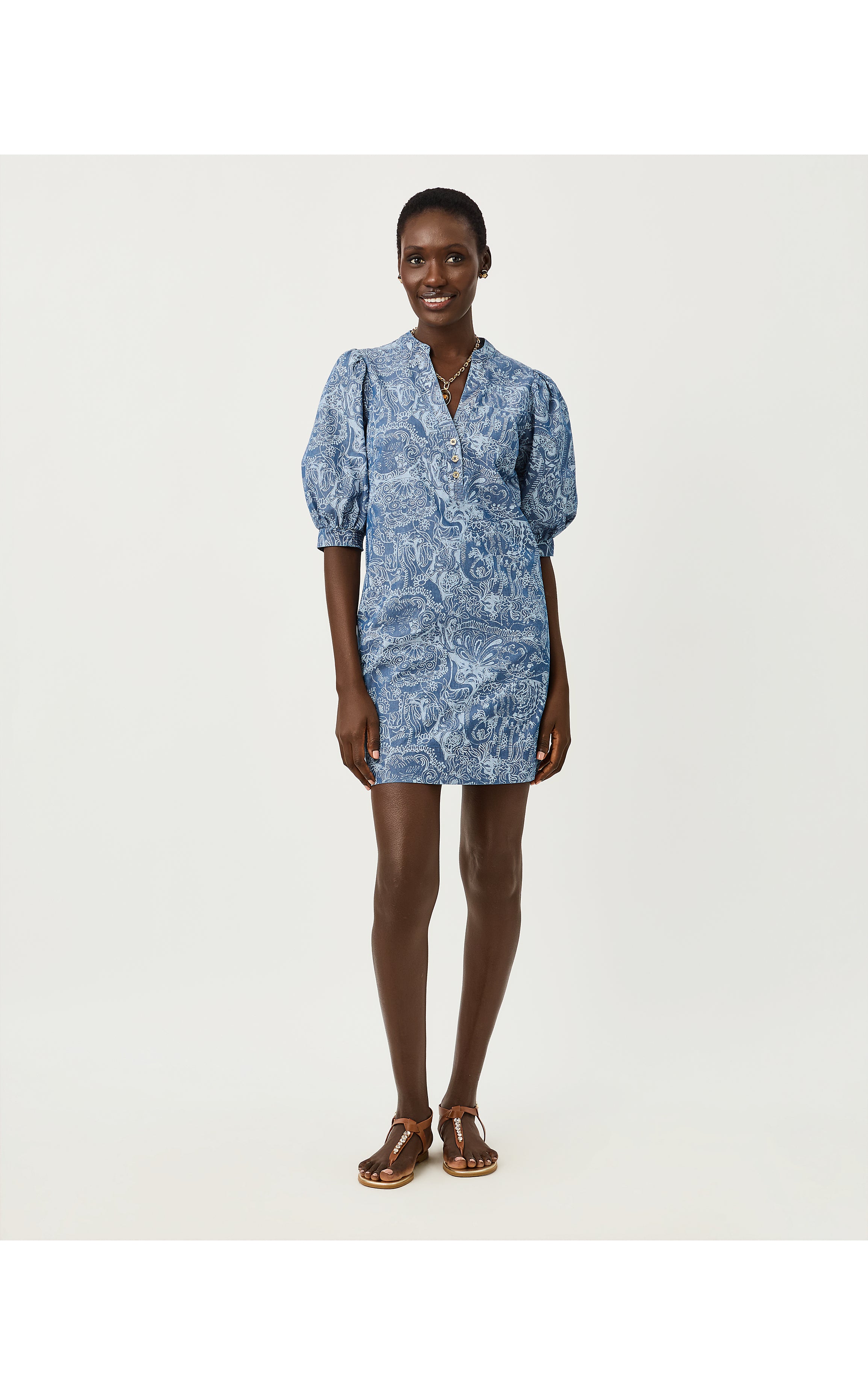 MIALEIGH ELBOW SLEEVE DRESS ALL DAY CHAMBRAY