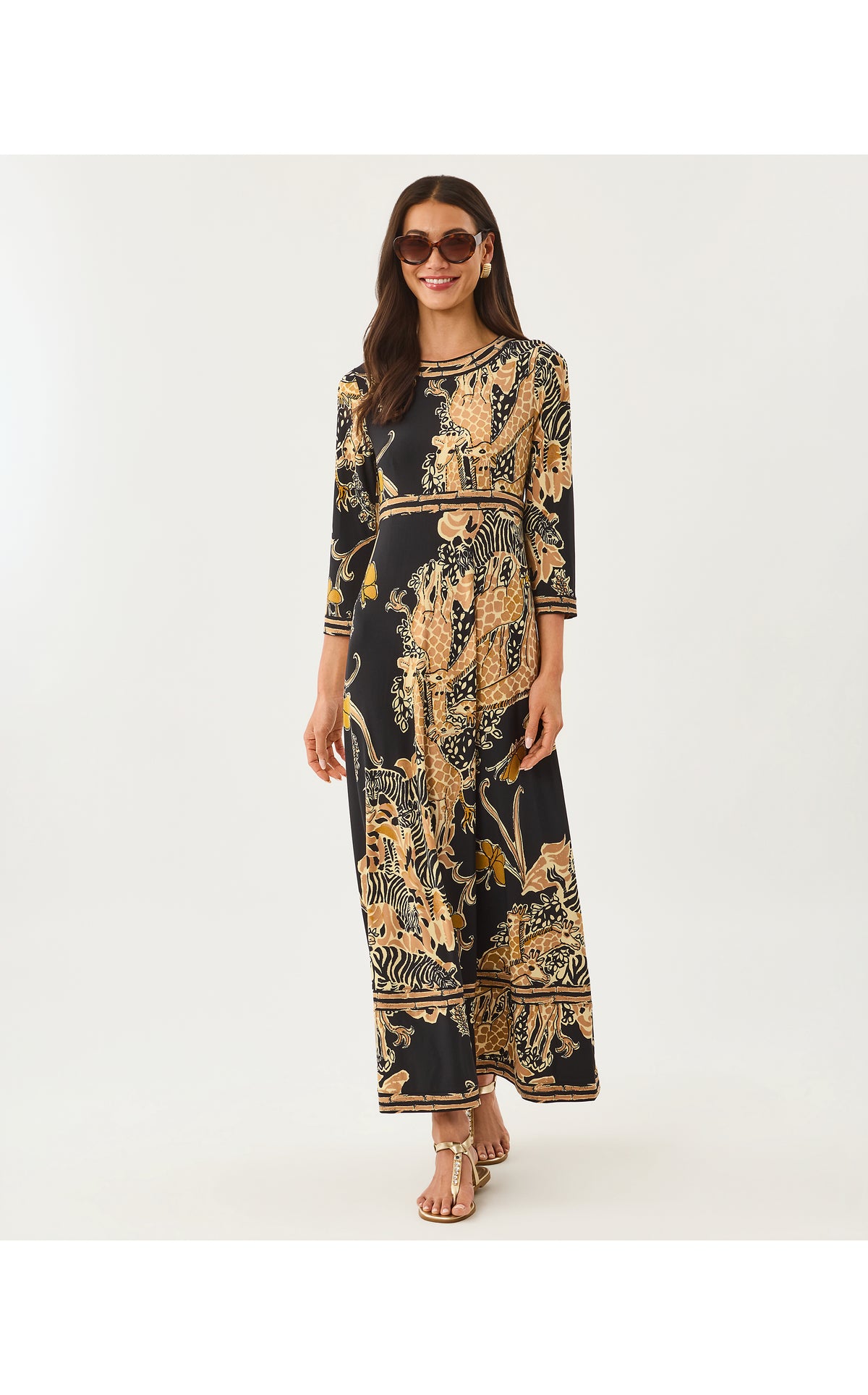 SOLANA MAXI DRESS IN OVERSIZED STRIPED SAFARI