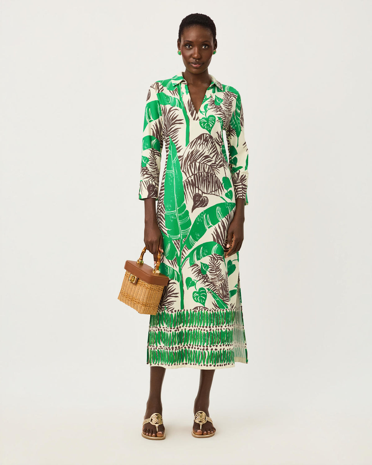MANDI UPF 50+ MIDI DRESS IN OVERSIZED HIDE AND LEAF