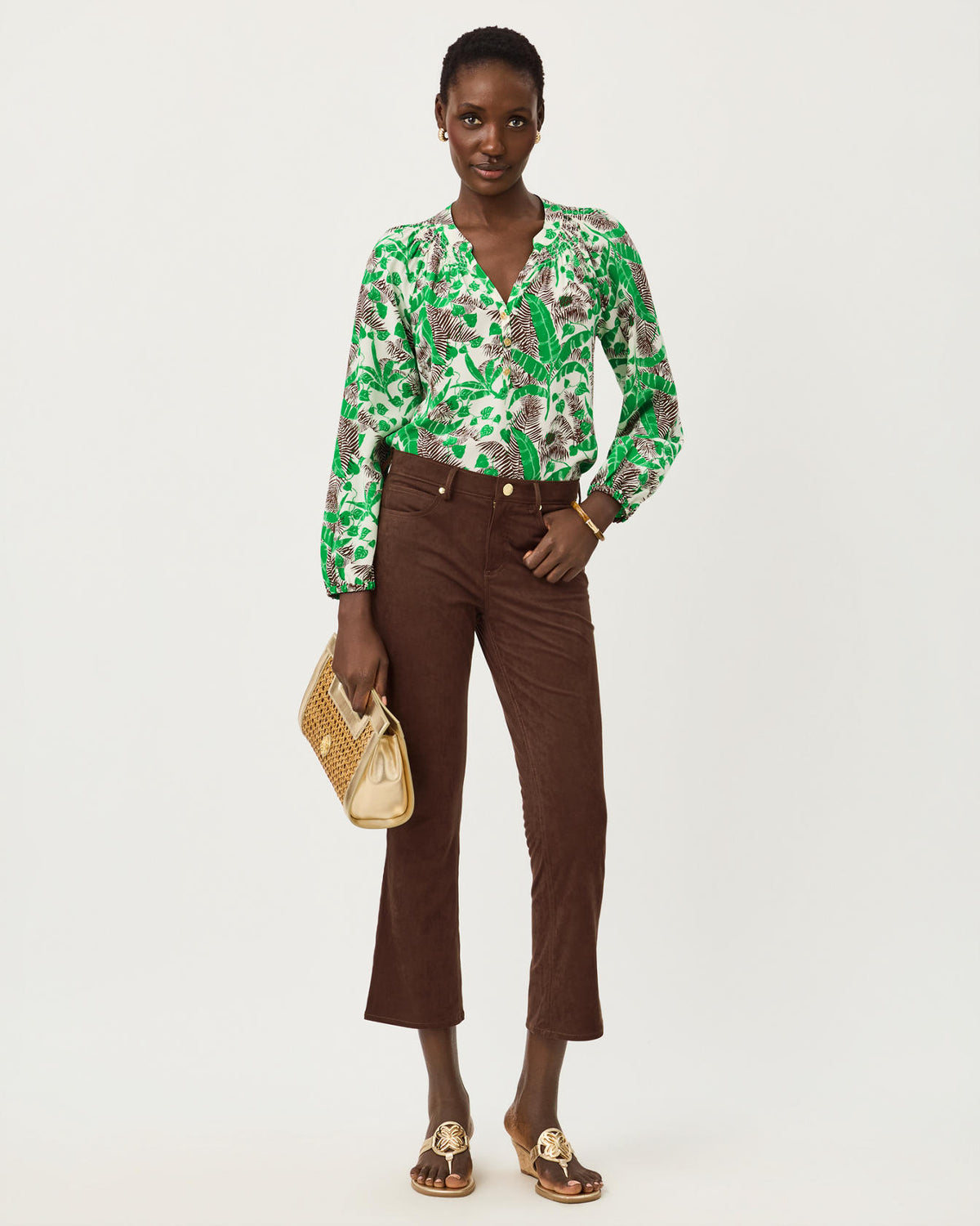 ANNET HIGH RISE CROP FLARE PANTS IN COCO BEACH