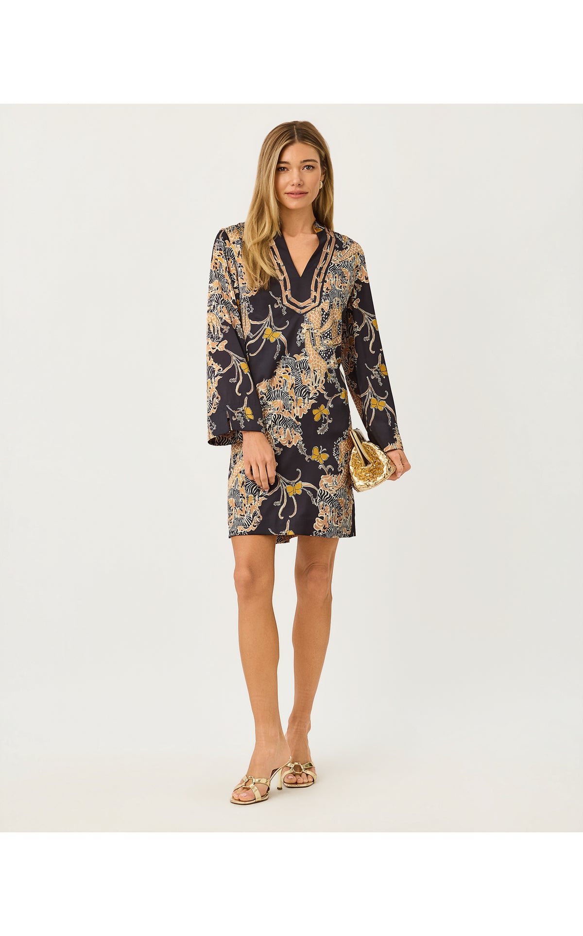 IRELLA CAFTAN DRESS IN STRIPED SAFARI