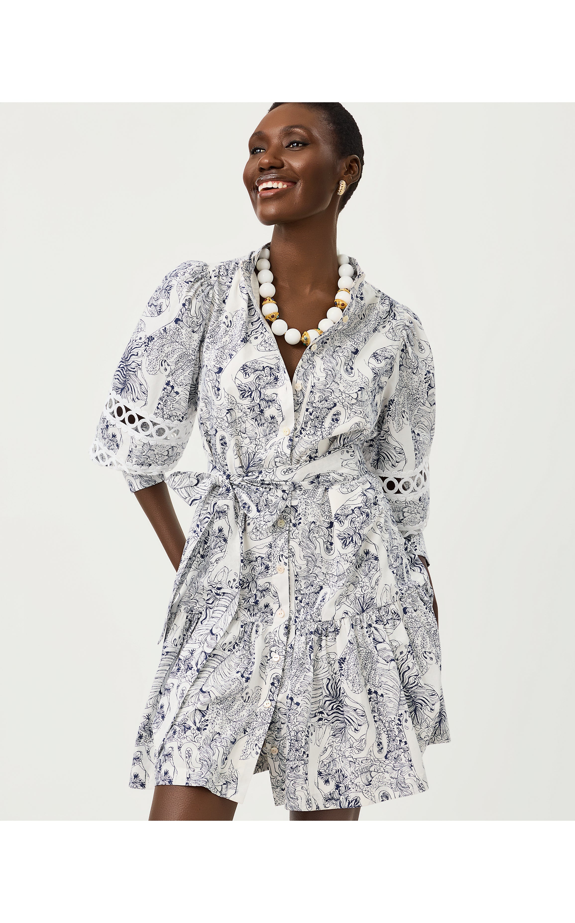 DRENA DRESS IN LIL PALM PROWL
