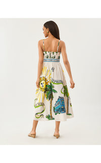 WENDLEY MIDI DRESS IN OVERSIZED KEY WEST TOILE