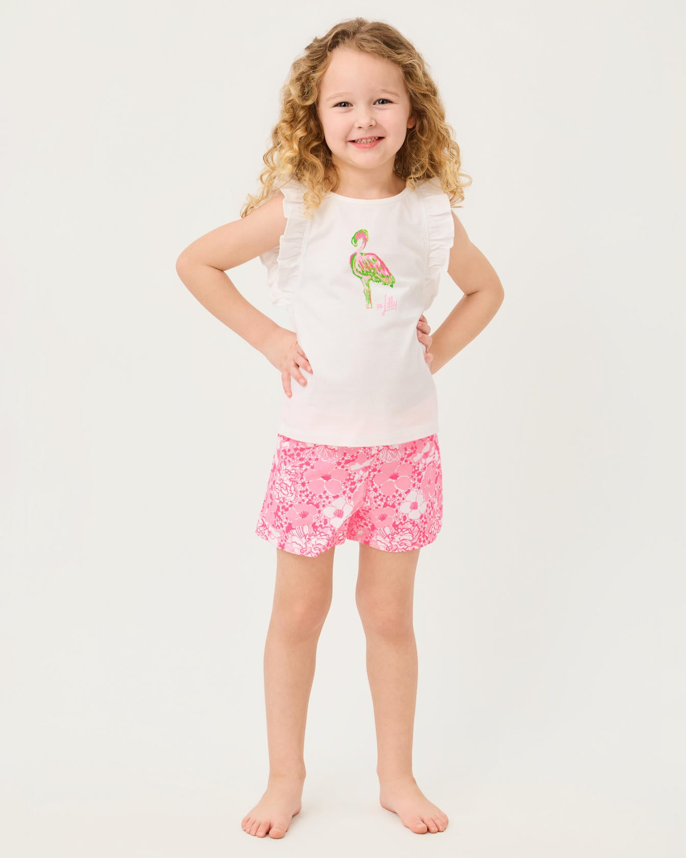 Chickie Ruffle Top In On Parade Graphic