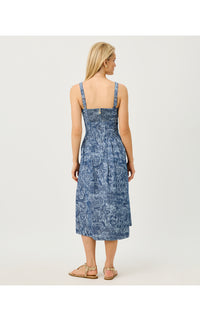 CALLOWAY MIDI DRESS IN ALL DAY CHAMBRAY PAISLEY PARADE PIGMENT