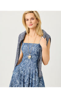 CALLOWAY MIDI DRESS IN ALL DAY CHAMBRAY PAISLEY PARADE PIGMENT
