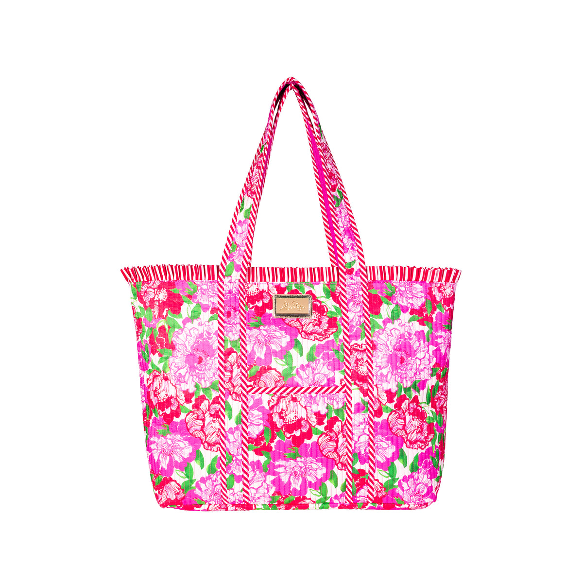 REVERSIBLE QUILTED RUFFLE TOTE