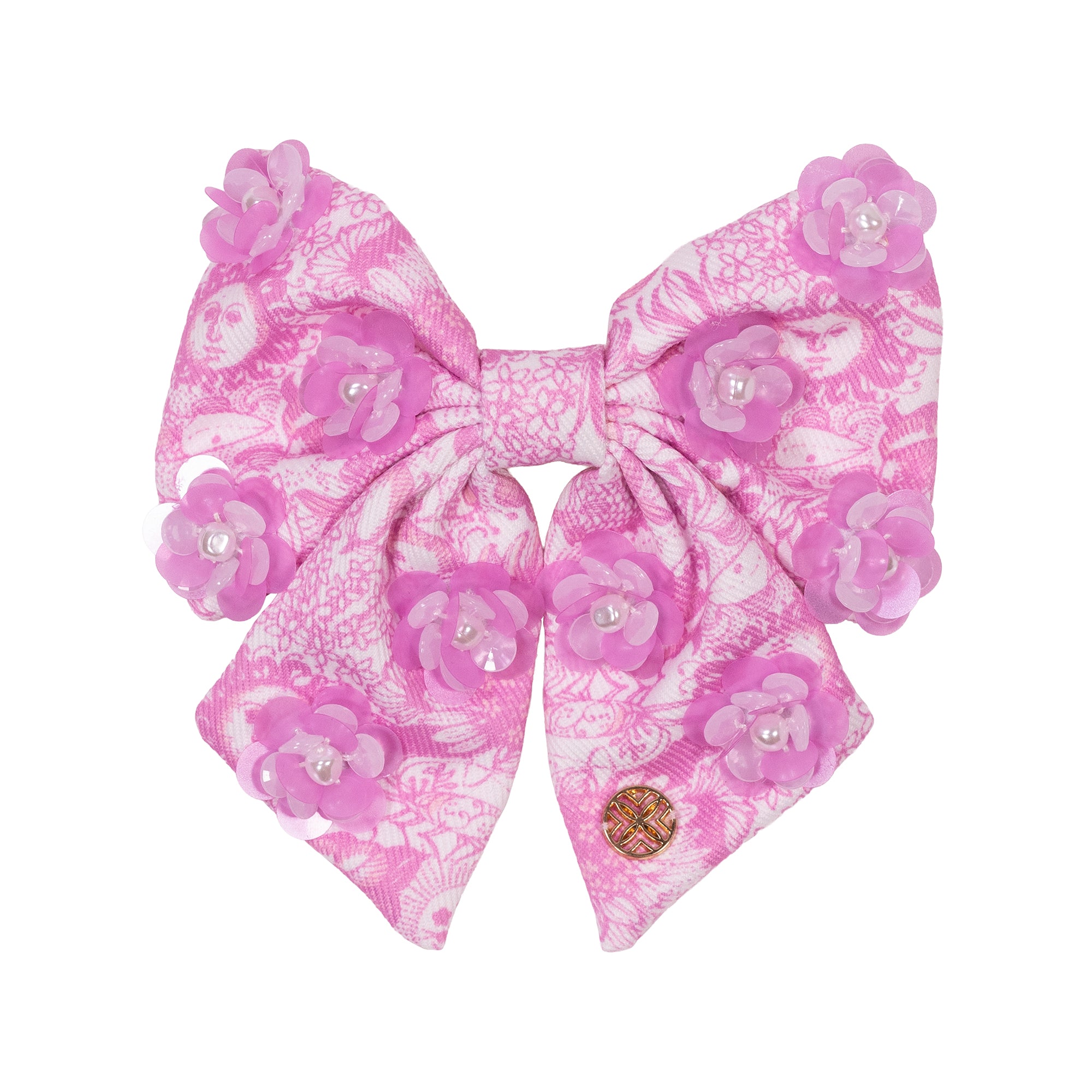 LG SMALL EMBELLISHED BOW BARRETTE