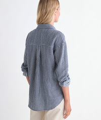 VV BIRDIE DOUBLE GAUZE BUTTON DOWN NAVY GINGHAM