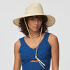 Lele Sadoughi - White Washed Straw Checkered Hat