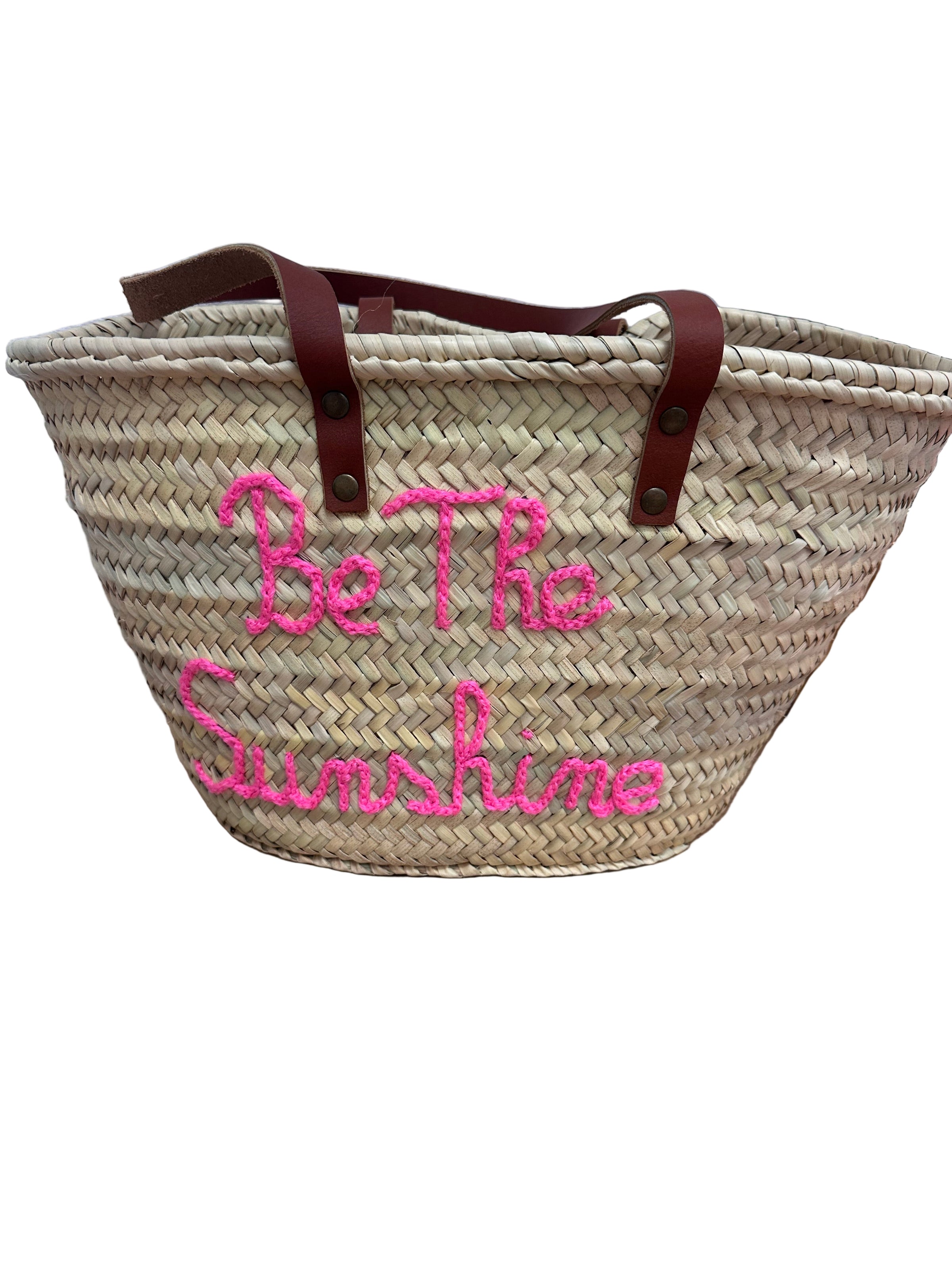 "BE THE SUNSHINE" FRENCH BASKET straw bag with leather handles (Copy)