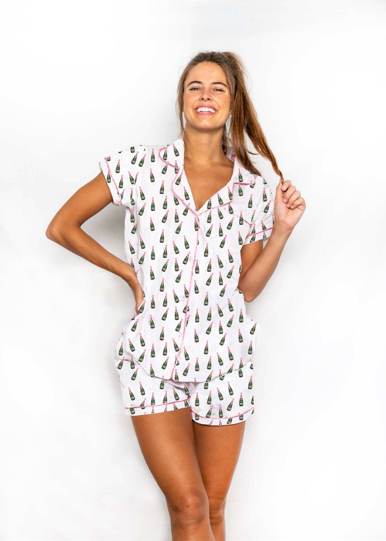 CHAMPAGNE PAJAMA SHORT SET