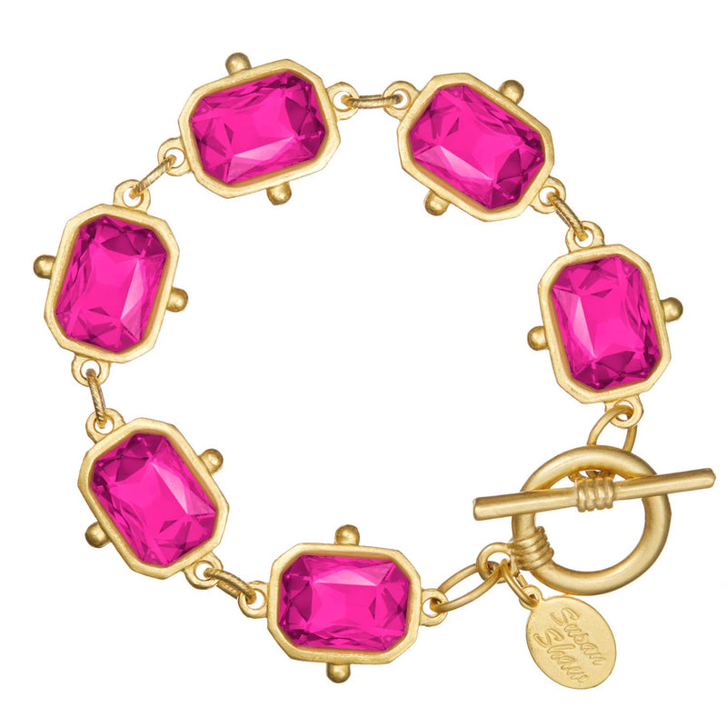 Susan Shaw - Hot Pink Rectangle Crystal Bracelet