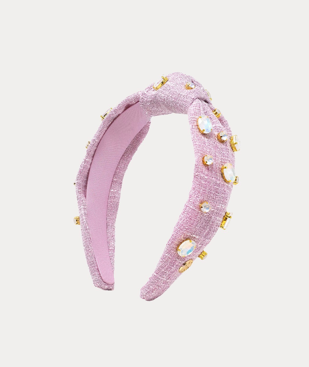 EMBELLISHED SLIM KNOT HEADBAND OLEANDER PINK