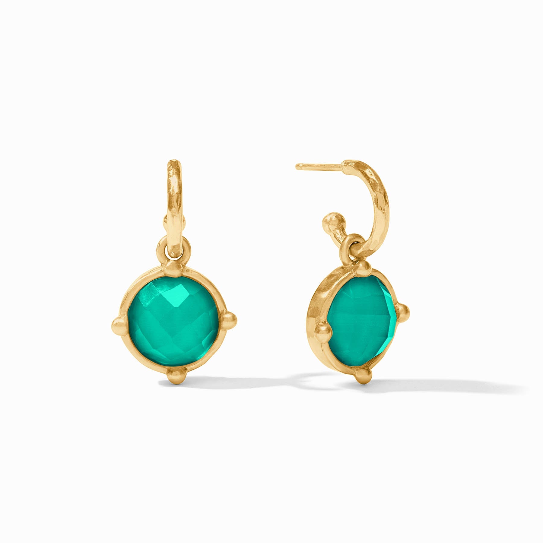 JV HONEYBEE HOOP & CHARM EARRING EMERALD GREEN