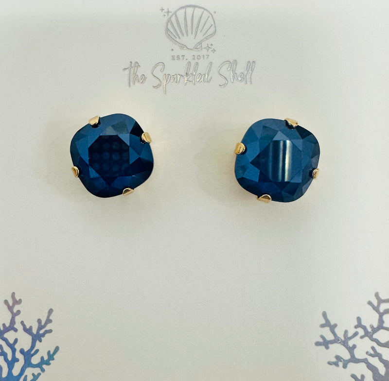 12MM Navy Stud Earrings