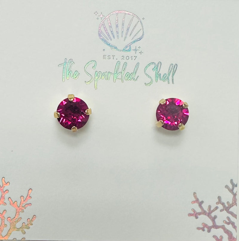 8MM Raspberry Stud Earrings