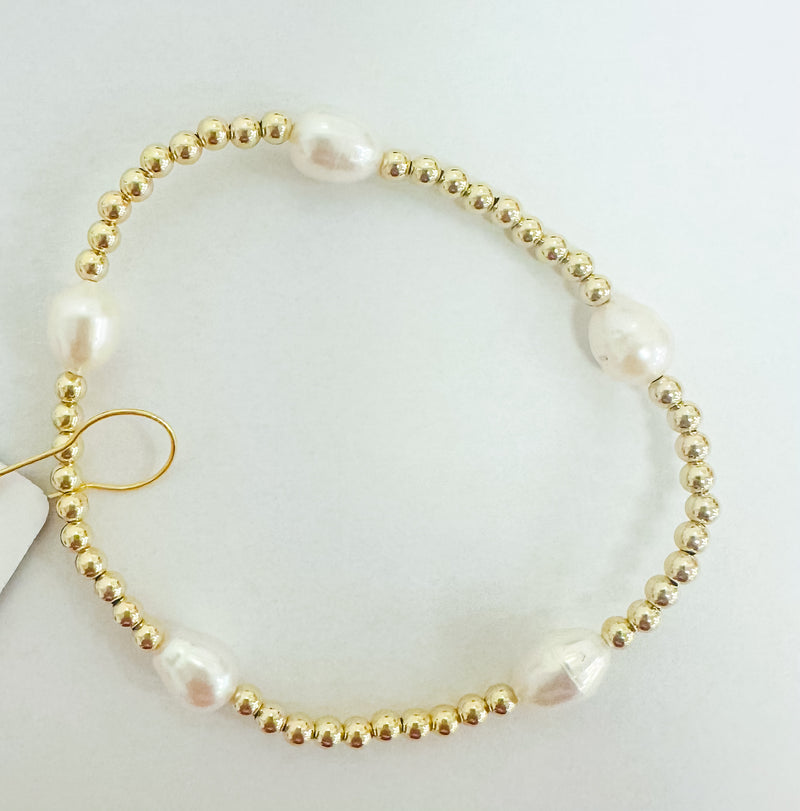 14K Gold Filled Pearl Bracelet