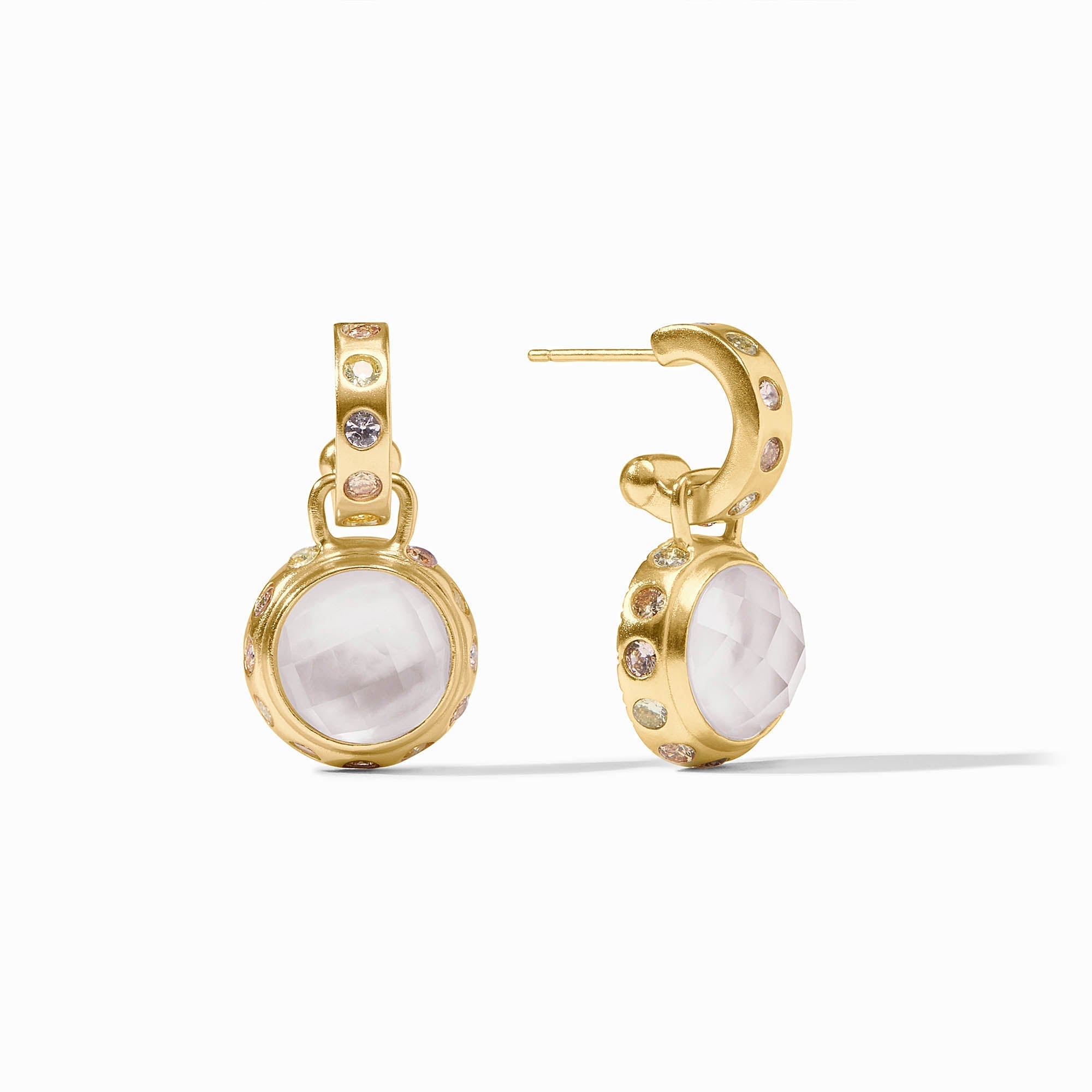 JV RAINBOW HOOP AND CHARM EARRING CRYSTAL