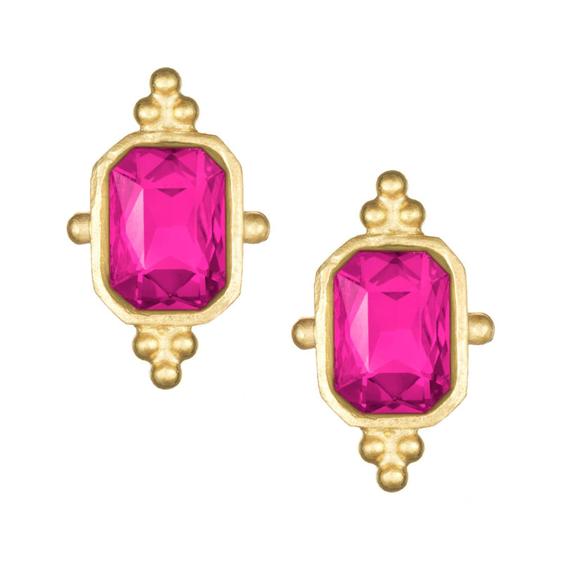 Susan Shaw - Hot Pink Crystal Rectangle Studs