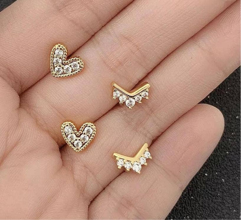 Sahira Jewelry Design - Nia Pave Heart Studs: 10mm