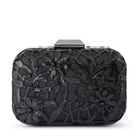 ELENA APPLIQUED CLUTCH IN BLACK