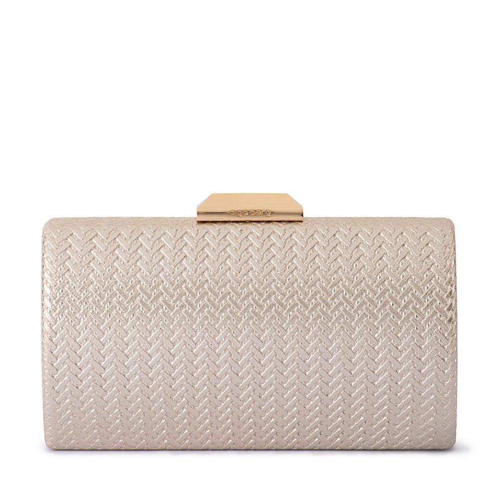 MARIKA EMBOSSED CLUTCH IN GOLD