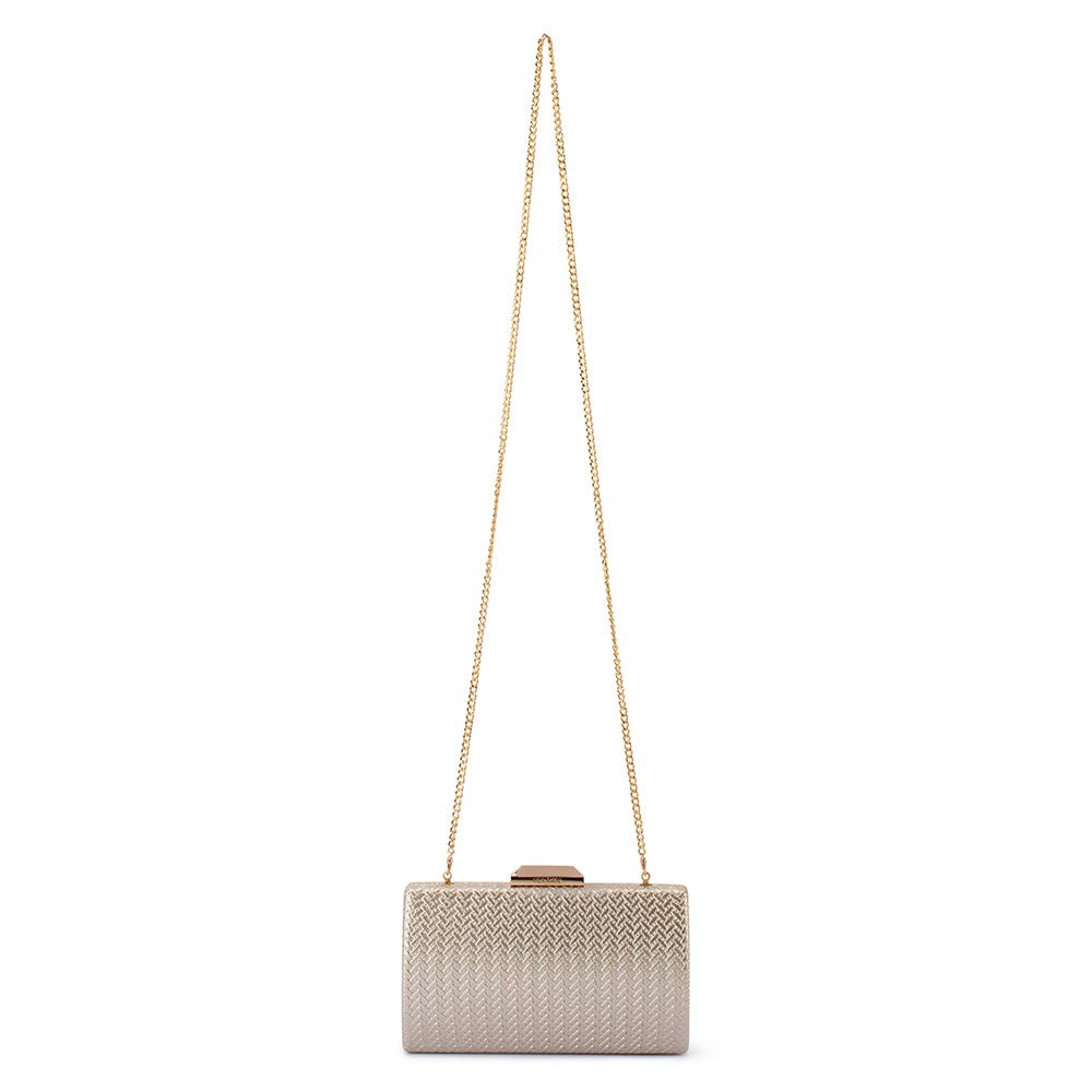 MARIKA EMBOSSED CLUTCH IN GOLD