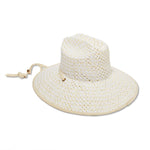 Lele Sadoughi - White Washed Straw Checkered Hat